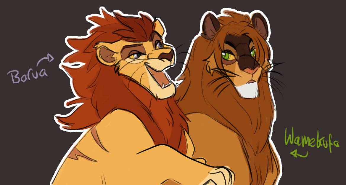 Check Out These Scars, Babygirl
ME-YEOW! Askari's strongest, Barua (left) and keenest of sight (Wamekufa)
Keywords: oc;tlk;fandesign;gift;barua;wamekufa