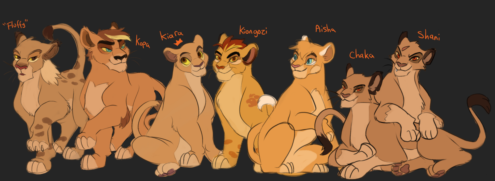 Simba's Cubs
Keywords: oc;tlk;fandesign;fluffy;kopa;kiara;kion;aisha;chaka;shani